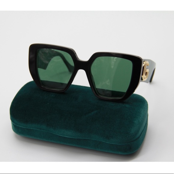 NEW GUCCI SUNGLASSES GUCCI GG0956S 001 BLACK GREEN WOMEN’S SUNGLASSES - Picture 10 of 14